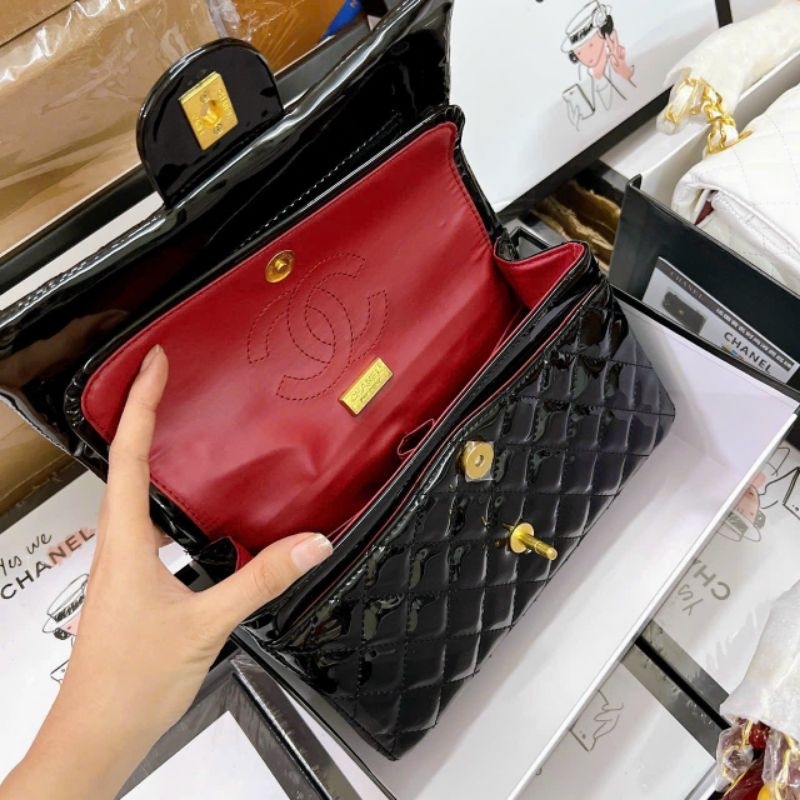 Túi đeo vai đeo chéo classic da bóng ô trám xịn sò 25,5cm hộp như hình