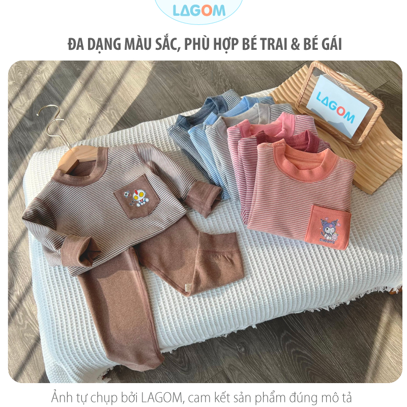 Bộ Dài Tay Bé Trai, Bé Gái | Bộ Quần Áo Thu Đông Nỉ Cotton Dày Ấm Giữ Nhiệt Cho Bé