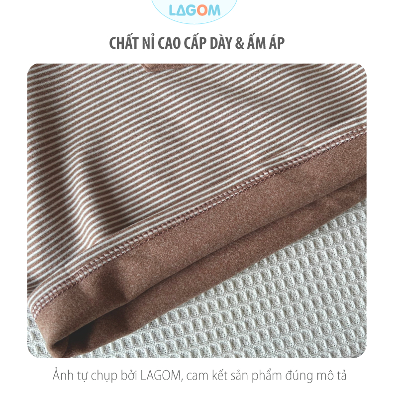 Bộ Dài Tay Bé Trai, Bé Gái | Bộ Quần Áo Thu Đông Nỉ Cotton Dày Ấm Giữ Nhiệt Cho Bé