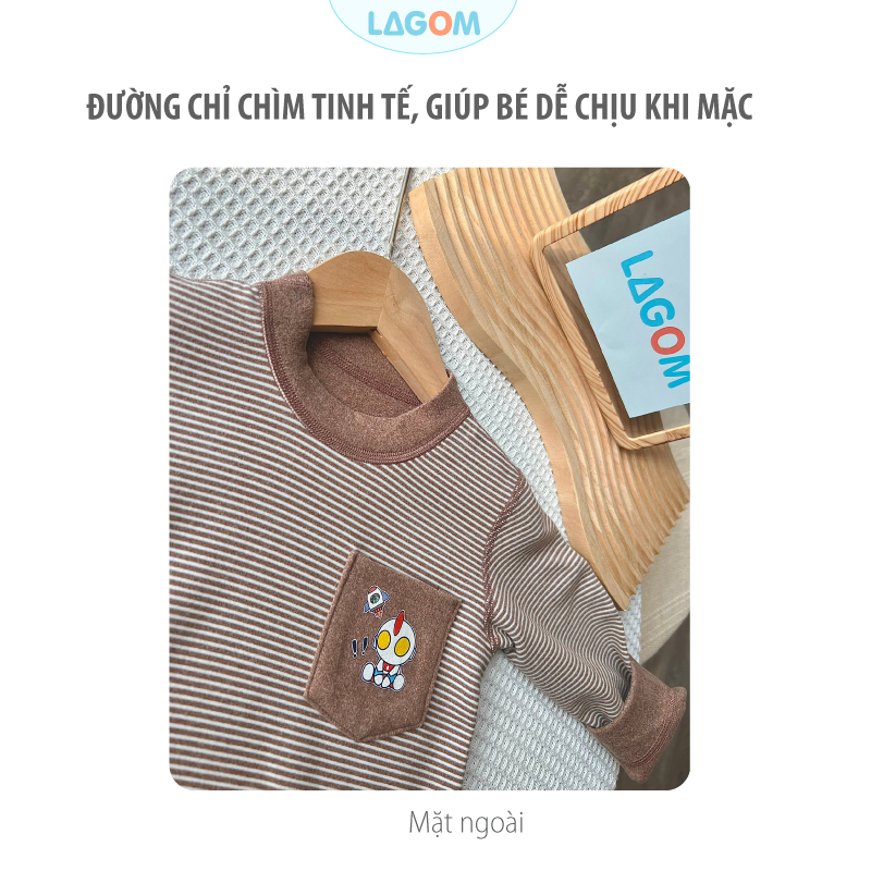 Bộ Dài Tay Bé Trai, Bé Gái | Bộ Quần Áo Thu Đông Nỉ Cotton Dày Ấm Giữ Nhiệt Cho Bé