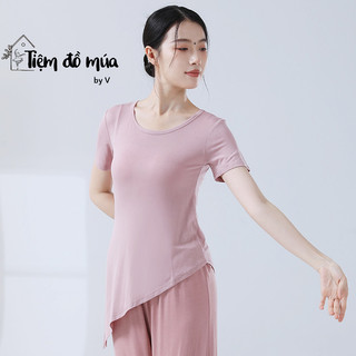 Áo thun cộc tay vạt chéo, mẫu basic dùng được cho nhiều thể loại múa, bán chạy