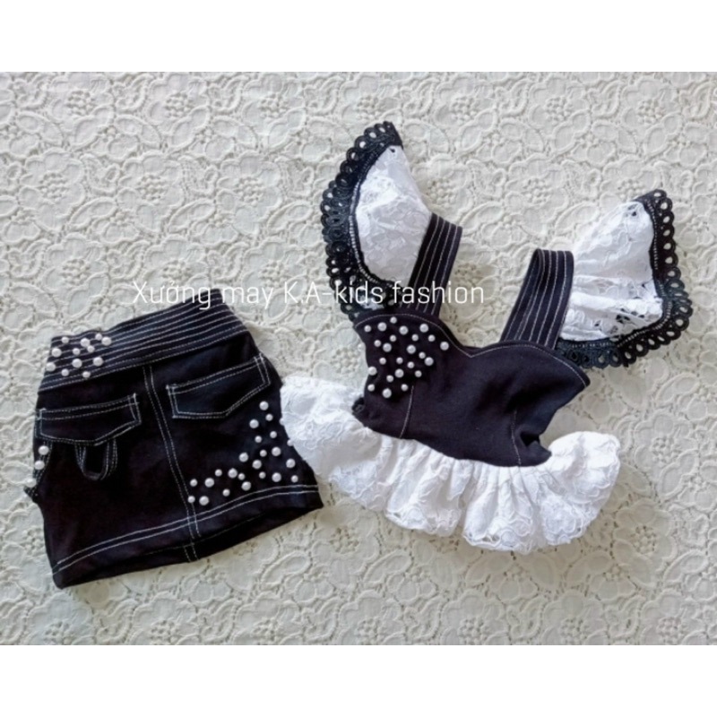 Sét chân váy áo đính đá cho bé gái