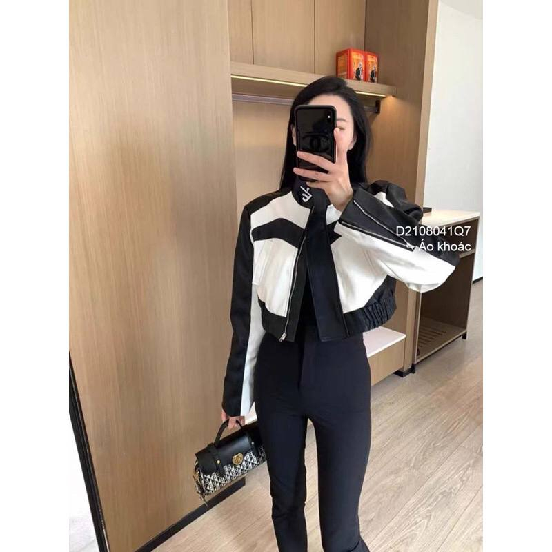 Áo da dáng croptop tay dài chất da mềm mặc cực tôn dáng - Áo khoác da nữ