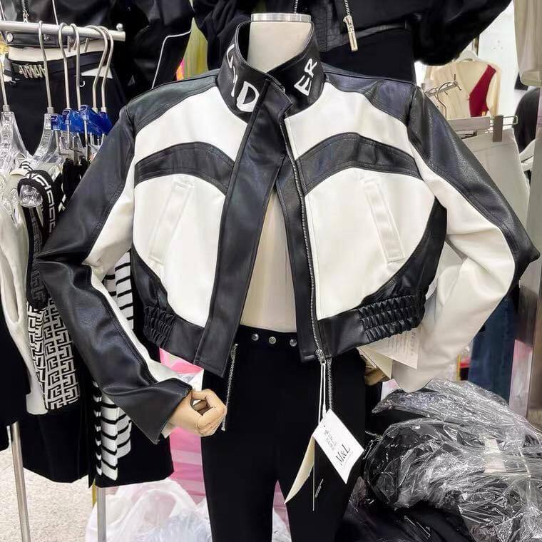 Áo da dáng croptop tay dài chất da mềm mặc cực tôn dáng - Áo khoác da nữ