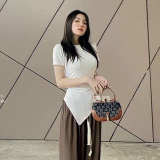 Áo kiểu nữ tà xéo Chất Thun gân mềm