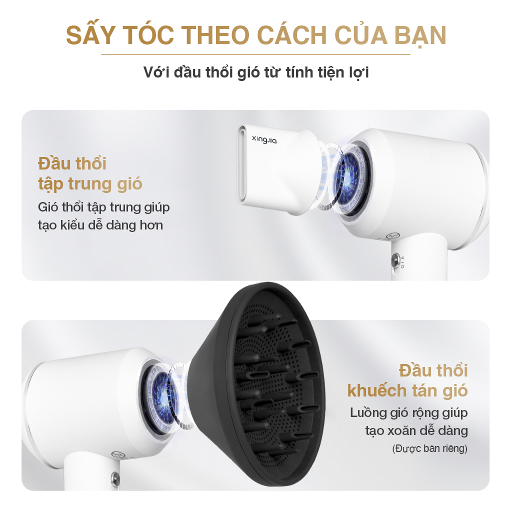 Máy sấy tóc ion âm tốc độ cao XingJia - màu Hồng