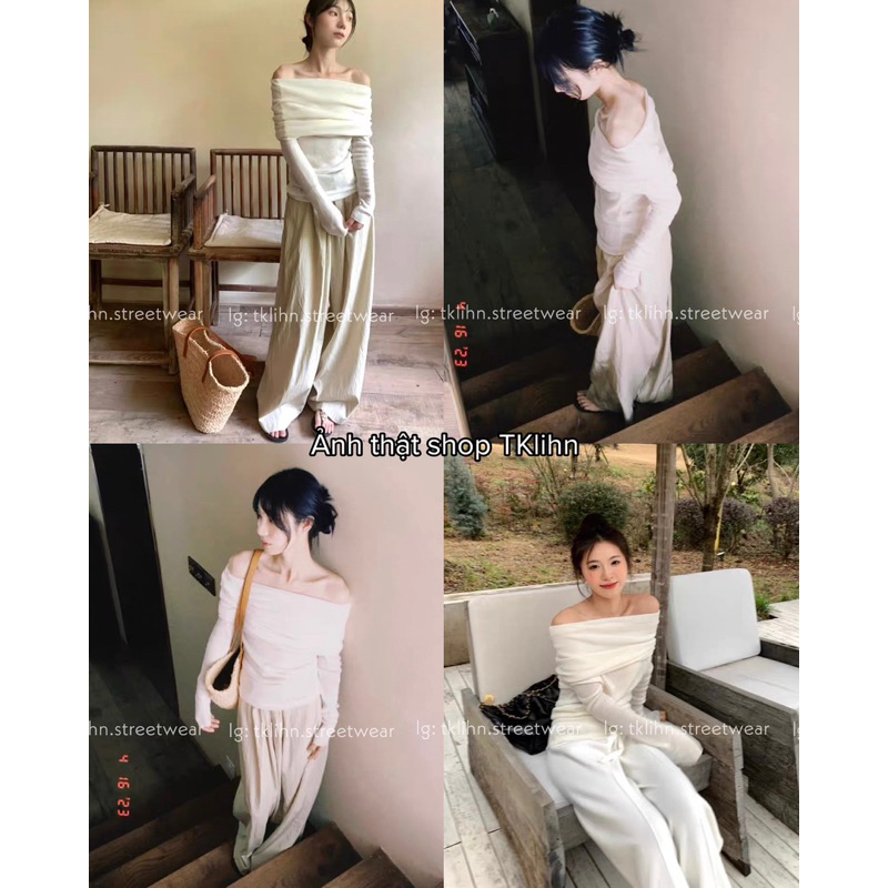 TKLIHN Áo len trễ vai ULZZANG sexy cá tính HOT TREND 2023 SANG CHẢNH tiểu thư hot FASHIONITA