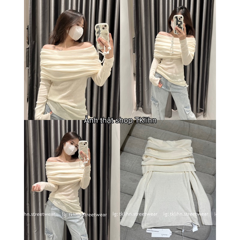 TKLIHN Áo len trễ vai ULZZANG sexy cá tính HOT TREND 2023 SANG CHẢNH tiểu thư hot FASHIONITA