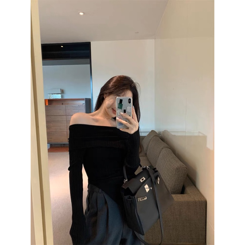 TKLIHN Áo len trễ vai ULZZANG sexy cá tính HOT TREND 2023 SANG CHẢNH tiểu thư hot FASHIONITA