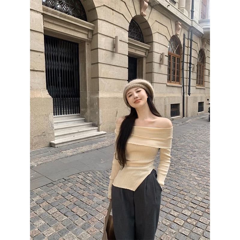 TKLIHN Áo len trễ vai ULZZANG sexy cá tính HOT TREND 2023 SANG CHẢNH tiểu thư hot FASHIONITA