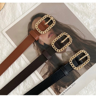 Thắt lưng da reverclothings đơn giản thanh lịch đen nâu girly belt