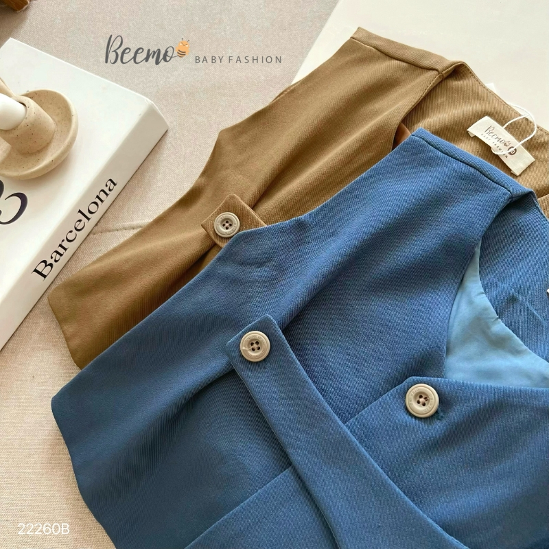 Bộ thu đông bé trai BEEMO B073 bộ vest gile phối cúc Hàn Quốc chất text chéo mềm mượt - PAPALEMON
