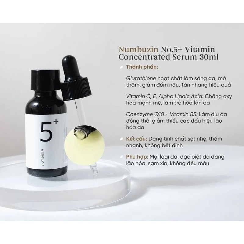 Tinh Chất Dưỡng Sáng Da Numbuzin No.5 Vitamin Concentrated Serum