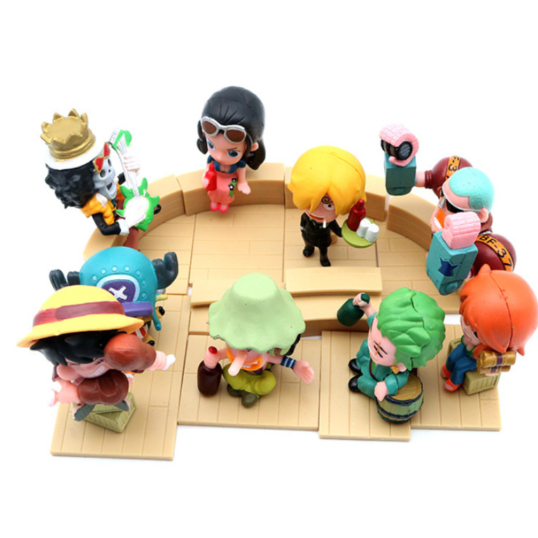 Mô Hình One Piece, Bộ 9 Nhân Vật Băng Hải Tặc Sân Khấu Phiên Bản Thế Hệ Thứ 59 Luffy Xay Thịt, Mô Hình Decor Trang Trí