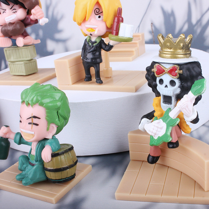 Mô Hình One Piece, Bộ 9 Nhân Vật Băng Hải Tặc Sân Khấu Phiên Bản Thế Hệ Thứ 59 Luffy Xay Thịt, Mô Hình Decor Trang Trí