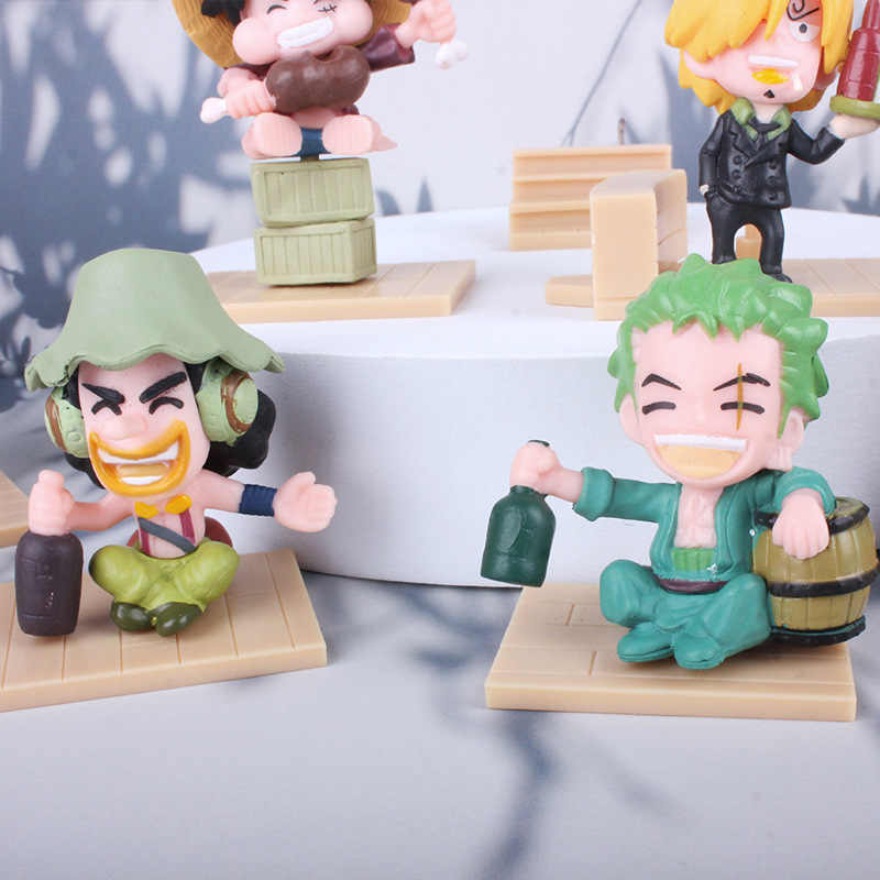 Mô Hình One Piece, Bộ 9 Nhân Vật Băng Hải Tặc Sân Khấu Phiên Bản Thế Hệ Thứ 59 Luffy Xay Thịt, Mô Hình Decor Trang Trí