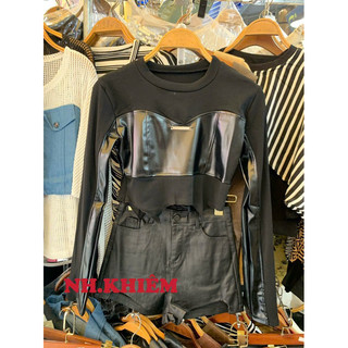 Áo da pha phông dày dặn croptop