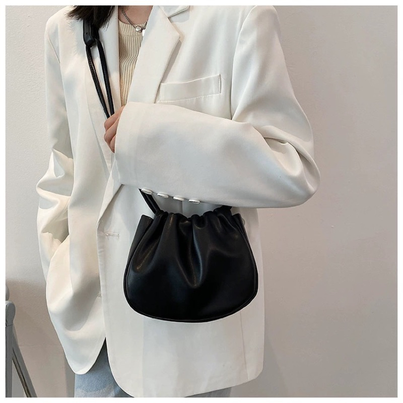 Túi đeo chéo nữ da mềm dây rút dáng tròn phong cách hàn quốc Bag.thuhien
