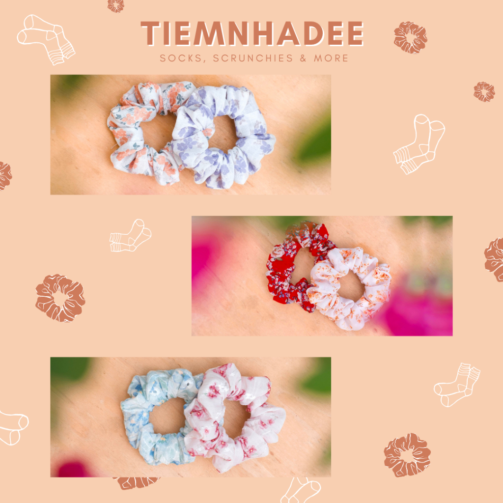 SCRUNCHIES/CỘT TÓC HỌA TIẾT - Hoa mùa thu cổ điển, hoa nhí giá rẻ