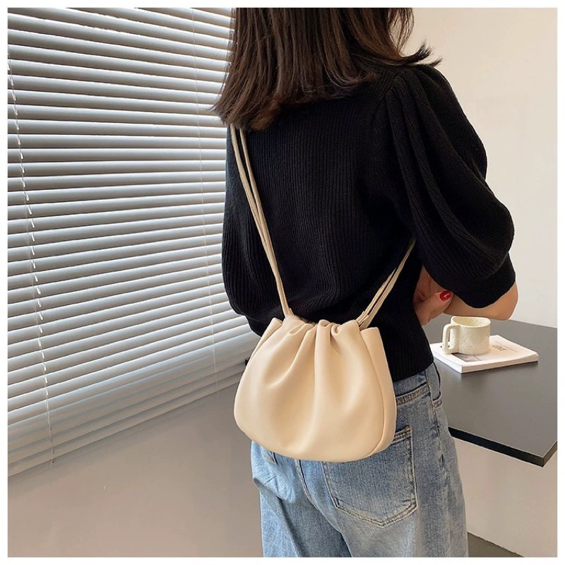 Túi đeo chéo nữ da mềm dây rút dáng tròn phong cách hàn quốc Bag.thuhien