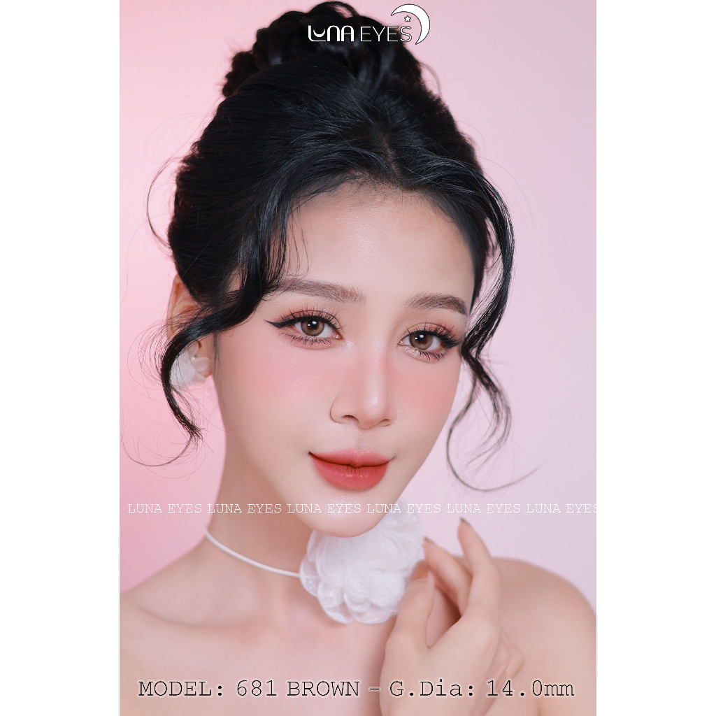 [1 year] Kính áp tròng LUNA EYES 681 BROWN - Lens size nhỏ