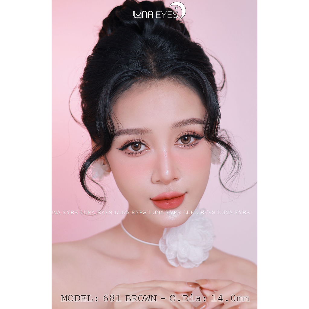 [1 year] Kính áp tròng LUNA EYES 681 BROWN - Lens size nhỏ