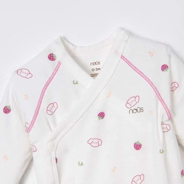 Bộ bodysuit Nous dài màu trắng in họa tiết 0M-12M mẫu mới