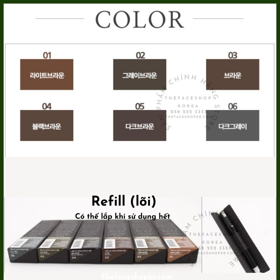 Chì kẻ mày hai đầu TheFaceShop Designing Eyebrow Pencil 0.3G