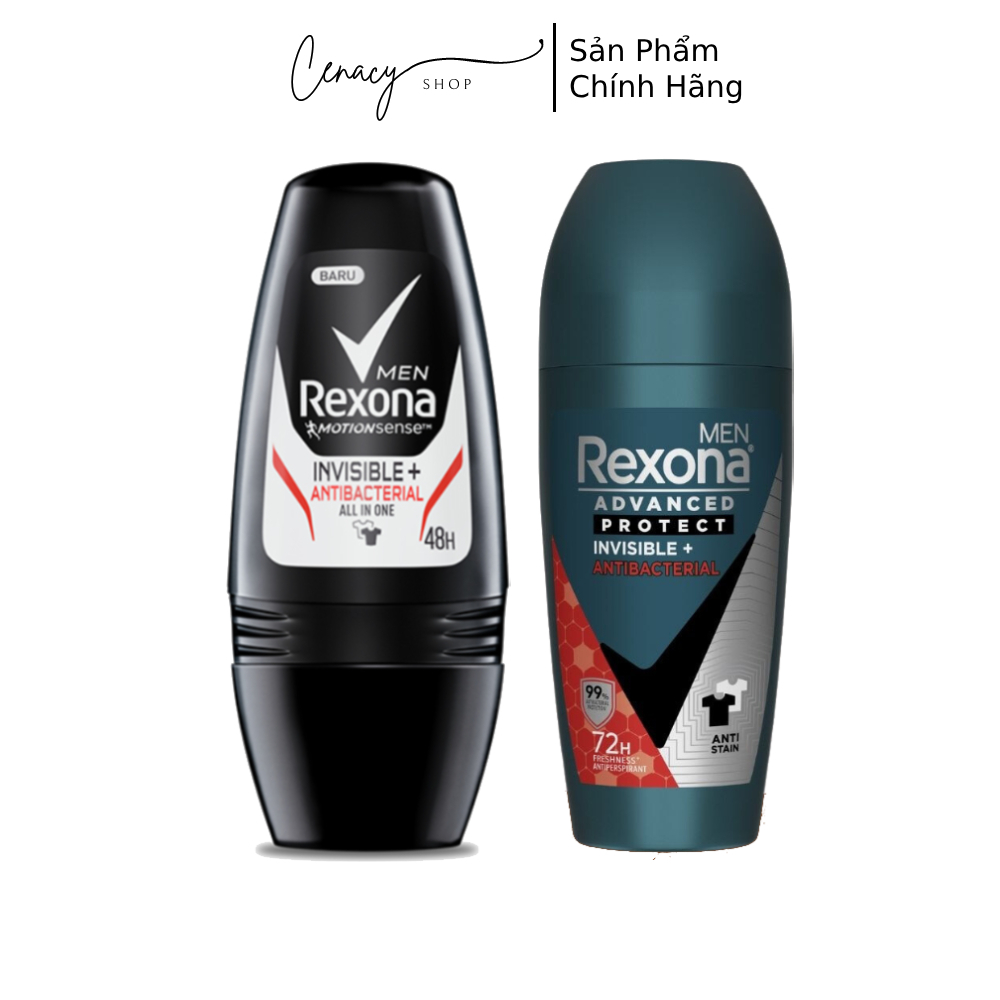Lăn Khử Mùi Nam Rexona Khô Thoáng Invisible & Antibacterial 45ml