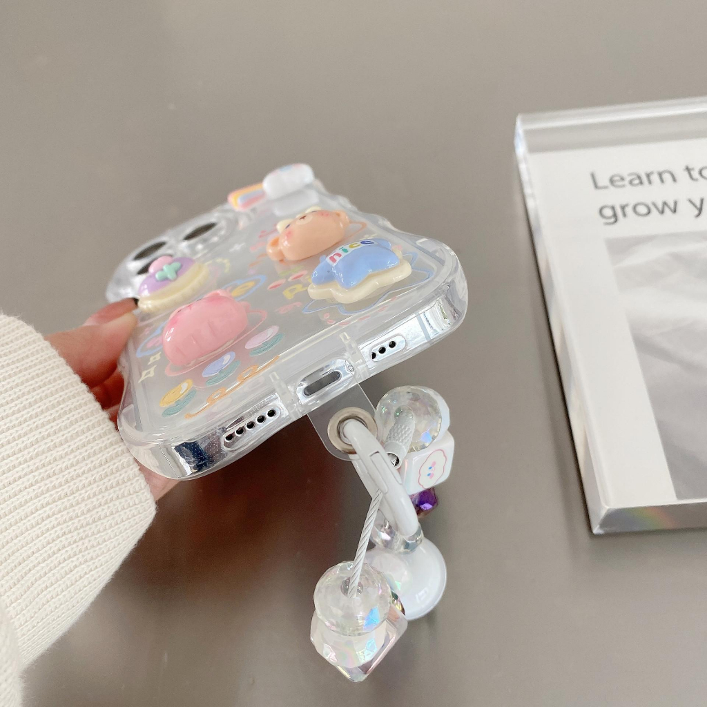 Ốp lưng iphone viền sống chống sốc gắn charm nổi kèm móc khóa X/Xs, Xsmax, 11, 11promax, 12promax, 13 promax, 14promax