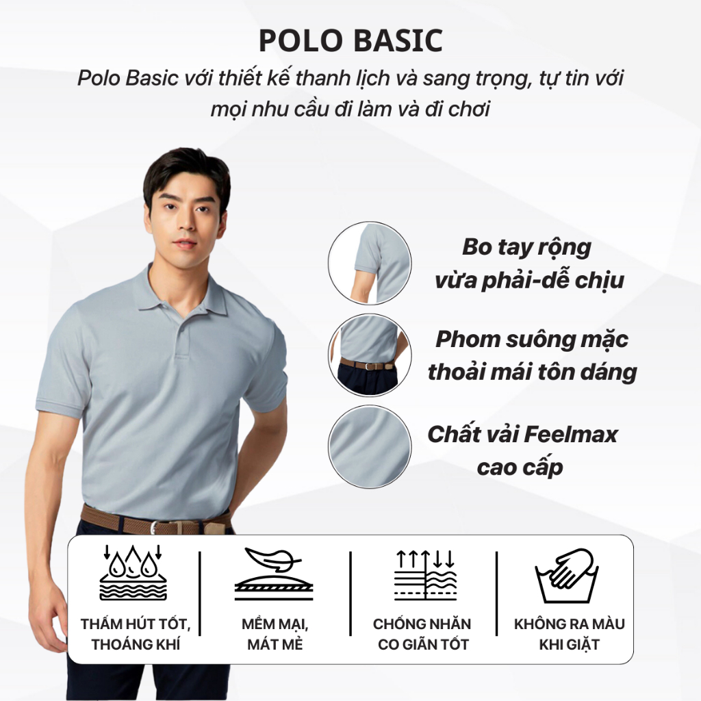 Áo Polo nam trơn Basic cổ bẻ  SIXMEN BASIC vải cá sấu cotton CVC trẻ trung, thanh lịch, sang trọng