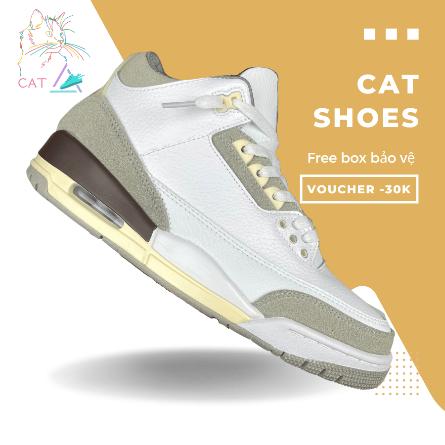 Giày A Ma Maniére x JD3 Retro SP Raised By Women, JD3 Trắng Xám Da Lộn Cao Cấp - Cat.Shoes