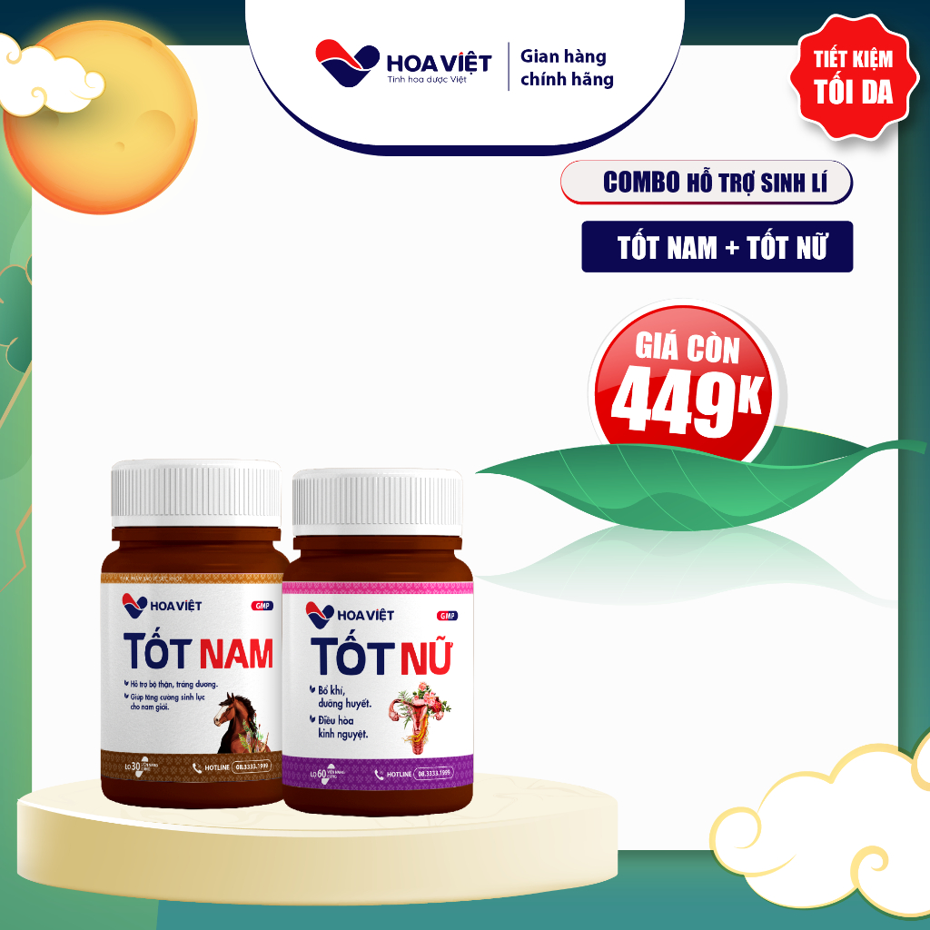 (Combo hỗ trợ sức khỏe sinh lí) Tốt nam + Tốt nữ Hoa Việt