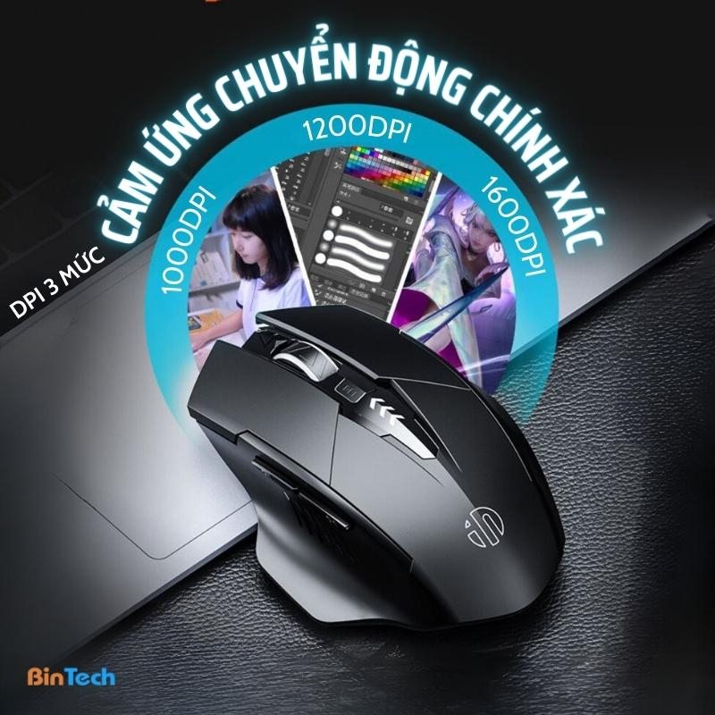Chuột không dây gaming bluetooth sạc pin BINTECH INPHICI PM6 tắt âm silent phù hợp dân văn phòng và game thủ