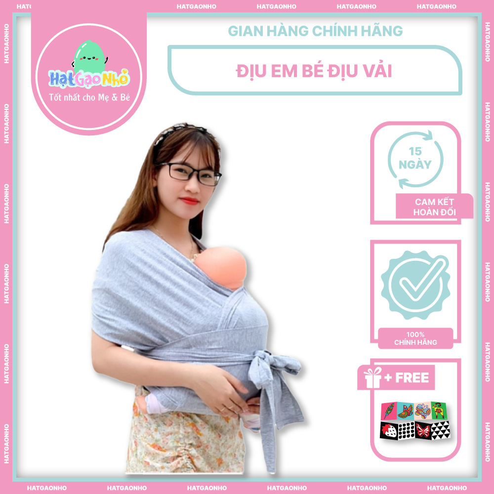 Địu em bé địu vải BabyBox sơ sinh có khóa điều chỉnh size và đai trợ lực phân phối bởi Hạt Gạo Nhỏ