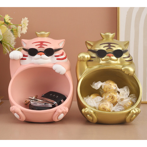 Khay đựng kẹo hình chú hổ đeo kính khay đựng chìa khoá, khay đựng bánh kẹo decor nhà