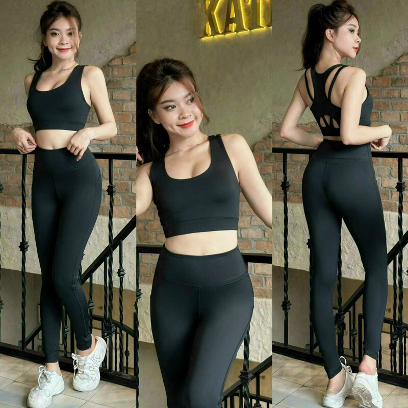 Bộ quần áo tập gym yoga thể thao aerobic loang