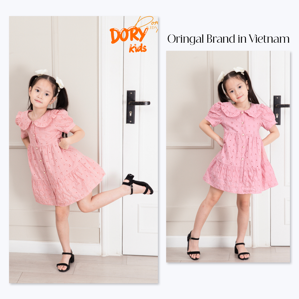 Váy đầm công chúa cho bé gái DORYKIDS hồng xinh đẹp vải thô Hàn cao cấp size đại 1 tuổi đến 12 tuổi[101056V2002]