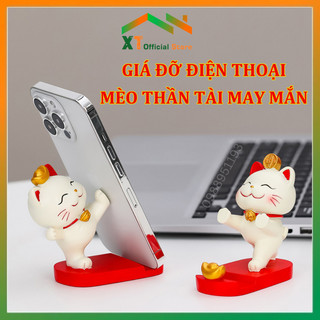 Giá Đỡ Điện Thoại Mèo Thần Tài May Mắn,Mèo Đá Chân Chống Tay Đỡ Điện Thoại,Kệ Đỡ Điện Thoại Để Xe Oto, Bàn Làm Việc