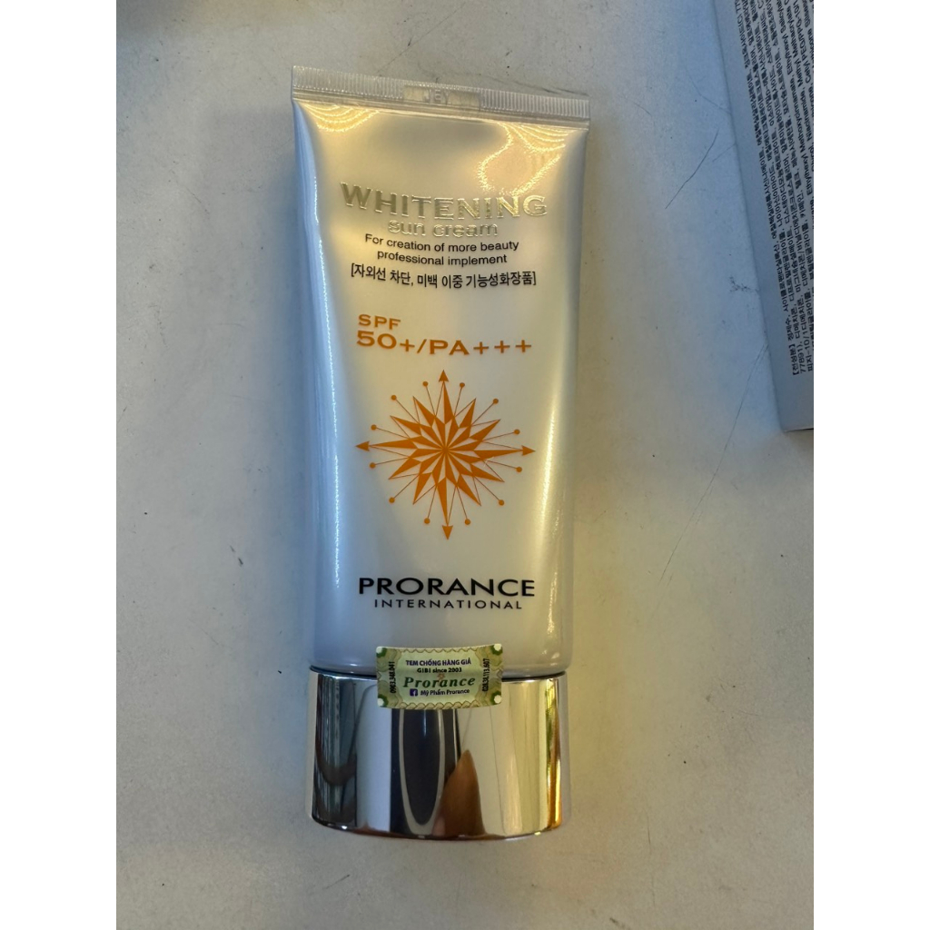 Kem chống nắng Prorance 3 lớp dưỡng trắng 50 độ +++ Whitening & Sun Cream UVA- UVB SPF 50PA+++ 70ml