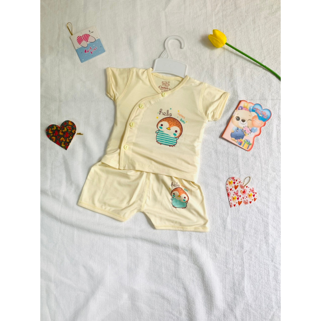 Bộ Cài Lệch Sơ Sinh Tay ngắn Thun Lạnh 4 màu MTK