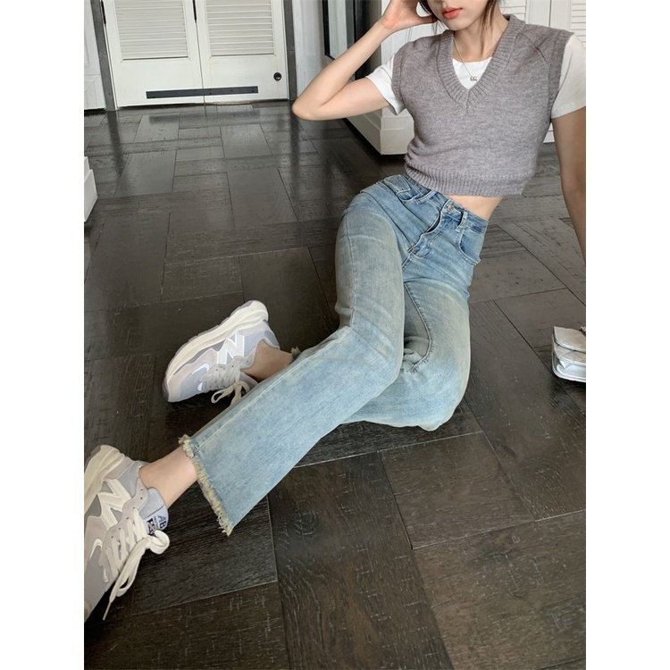 Quần Bò Nữ Ống Đứng , Quần Jeans Nữ Ống Đứng Tua Rua Gấu Phong Cách Hot Girl TL27 | BigBuy360 - bigbuy360.vn