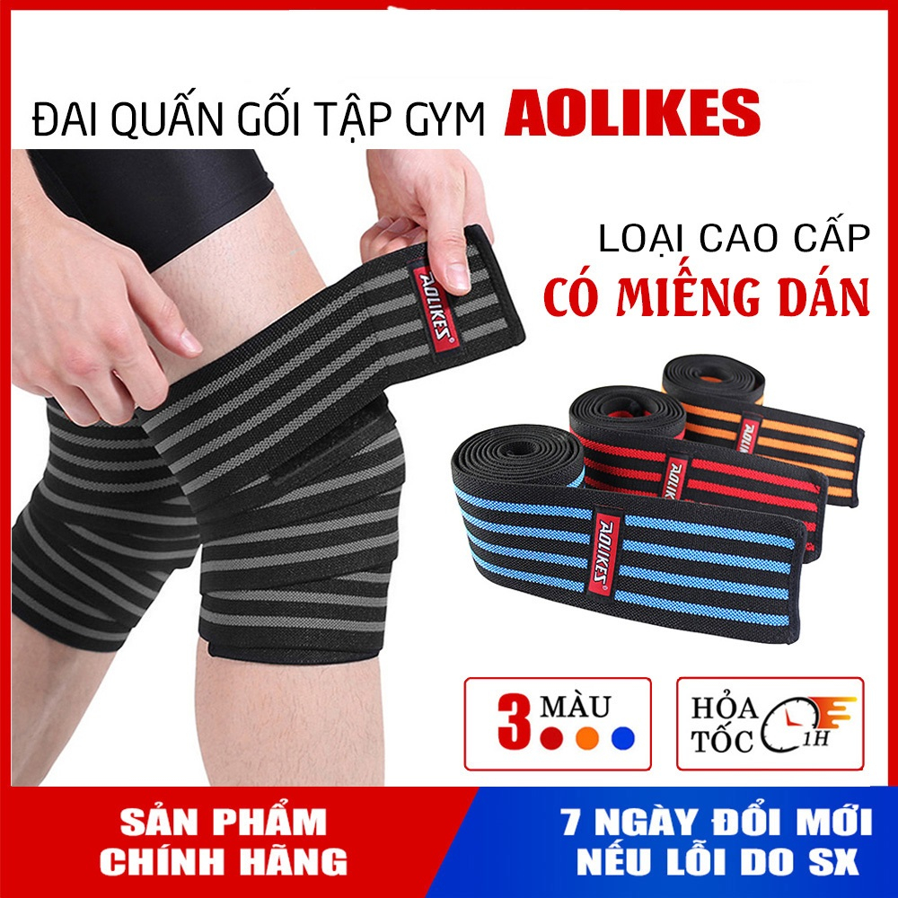 Bó gối tập gym Aolikes Cao Cấp hỗ trợ bảo vệ đầu gối, đàn hồi cực tốt PowerLifting