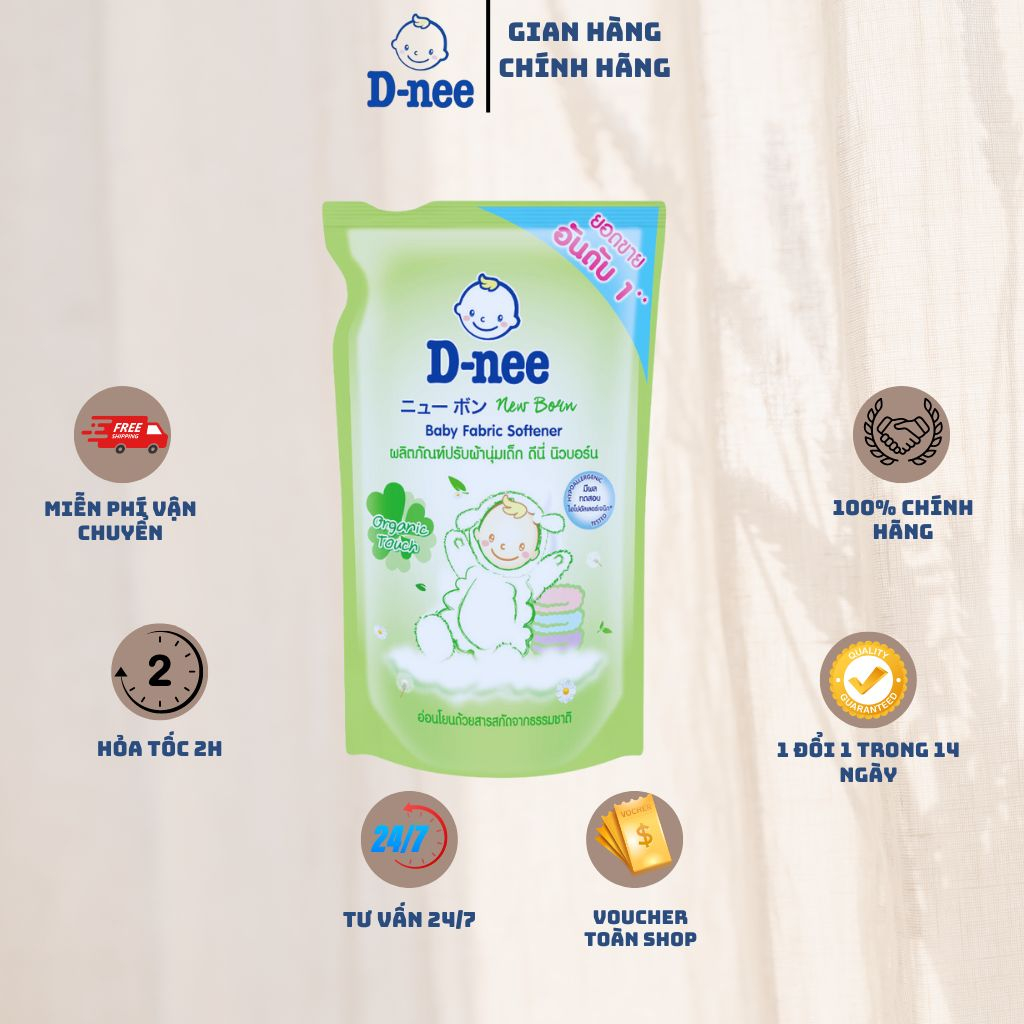 Nước xả vải Dnee túi 550ml chính hãng Thái - Nước xả quần áo cho bé mềm mại, lưu hương lâu mẫu mới