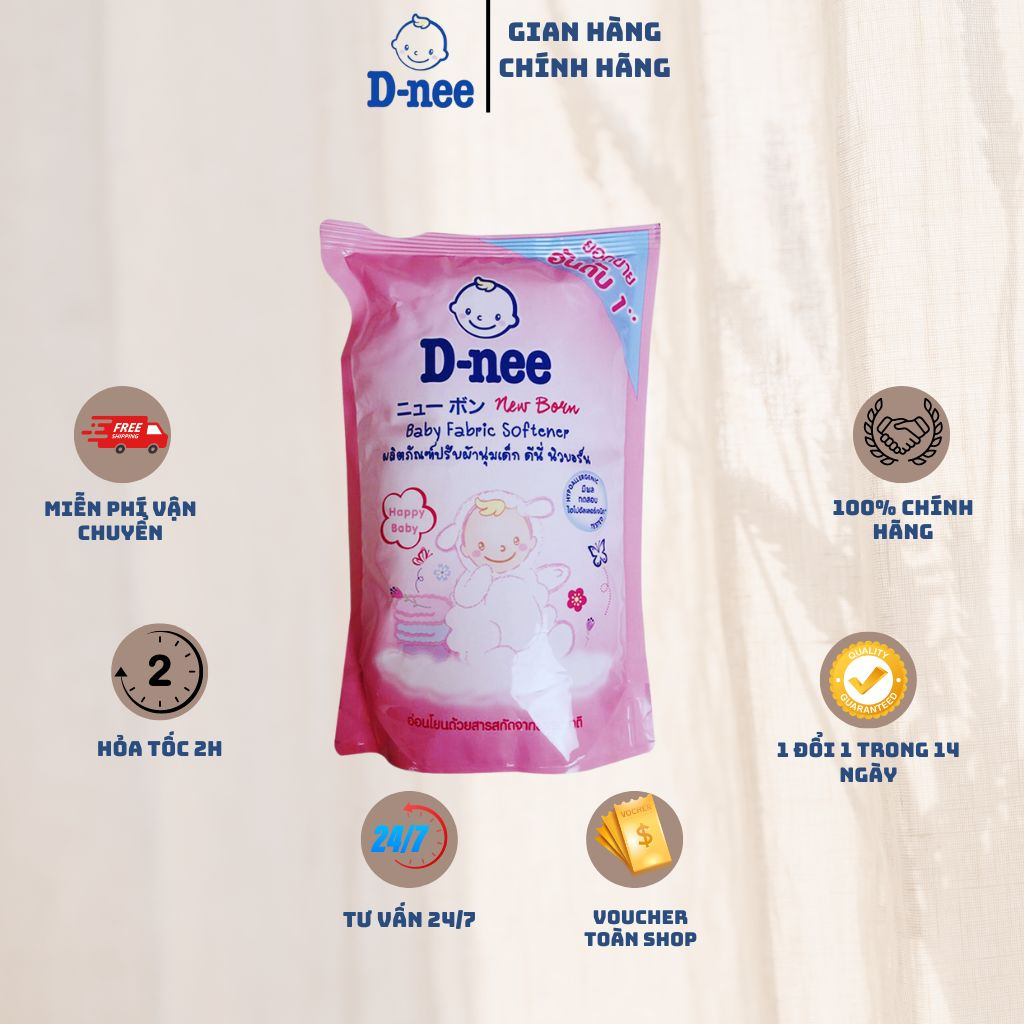 Nước xả vải Dnee túi 550ml chính hãng Thái - Nước xả quần áo cho bé mềm mại, lưu hương lâu mẫu mới