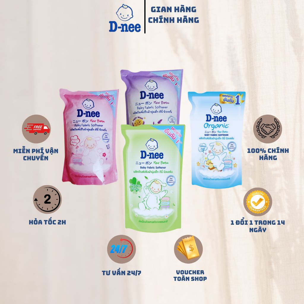 ComBo 3 Túi Nước xả vải Dnee Thái Lan, Nước xả Dnee Chính Hãng Túi 550ml làm mềm vải, nhiều mùi hương thơm cho bé