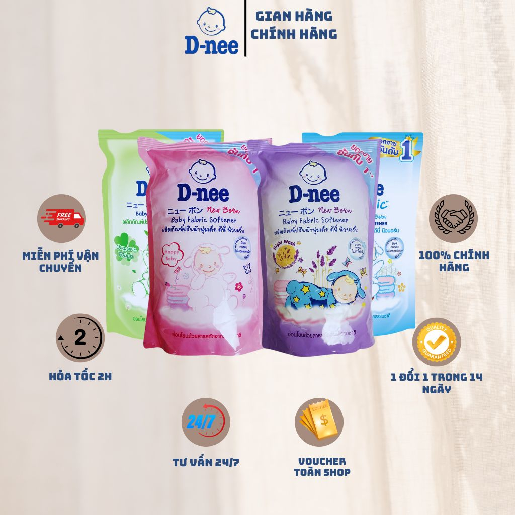 ComBo 5 Túi Nước xả vải Dnee Thái Lan, Nước xả Dnee Chính Hãng Túi 550ml làm mềm vải, nhiều mùi hương thơm cho bé