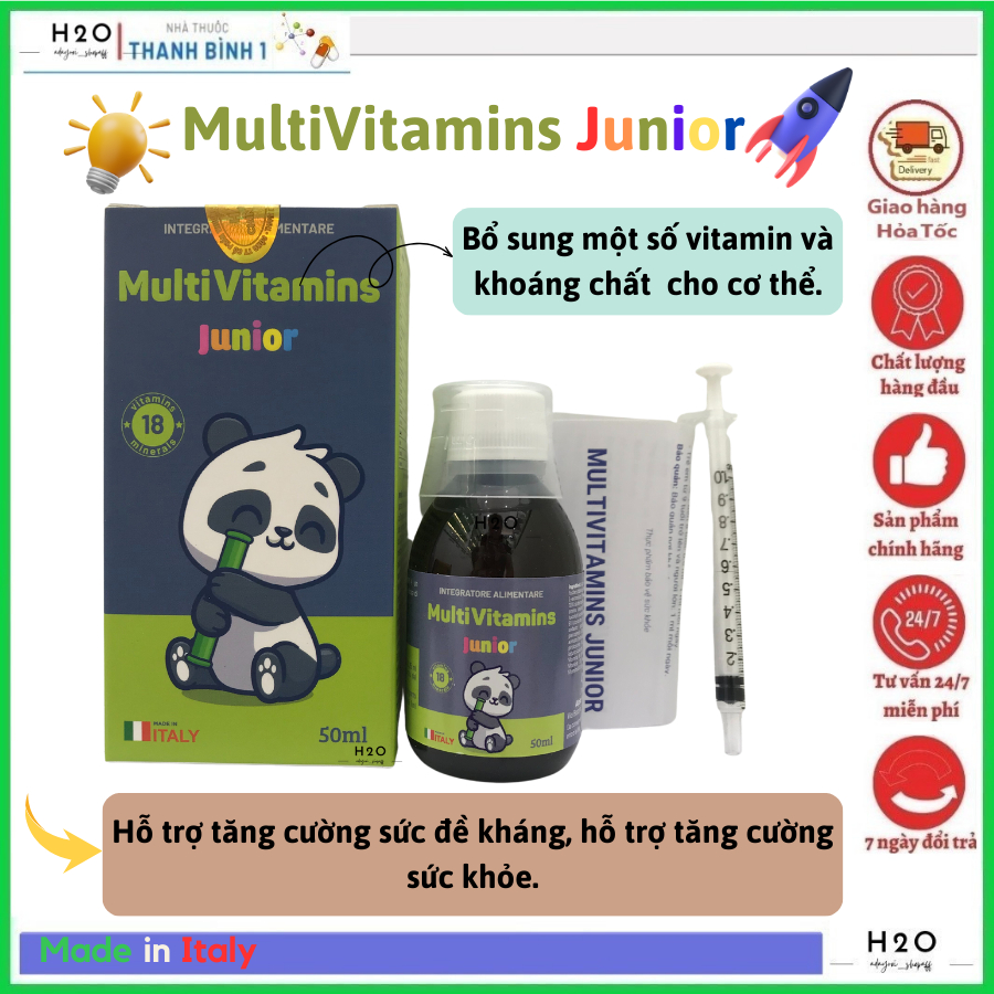 Siro Multivitamins Junior, Giúp bổ sung các loại vitamin và khoáng chất, giúp tăng cường sức đề kháng cho bé. Chai 50ml.