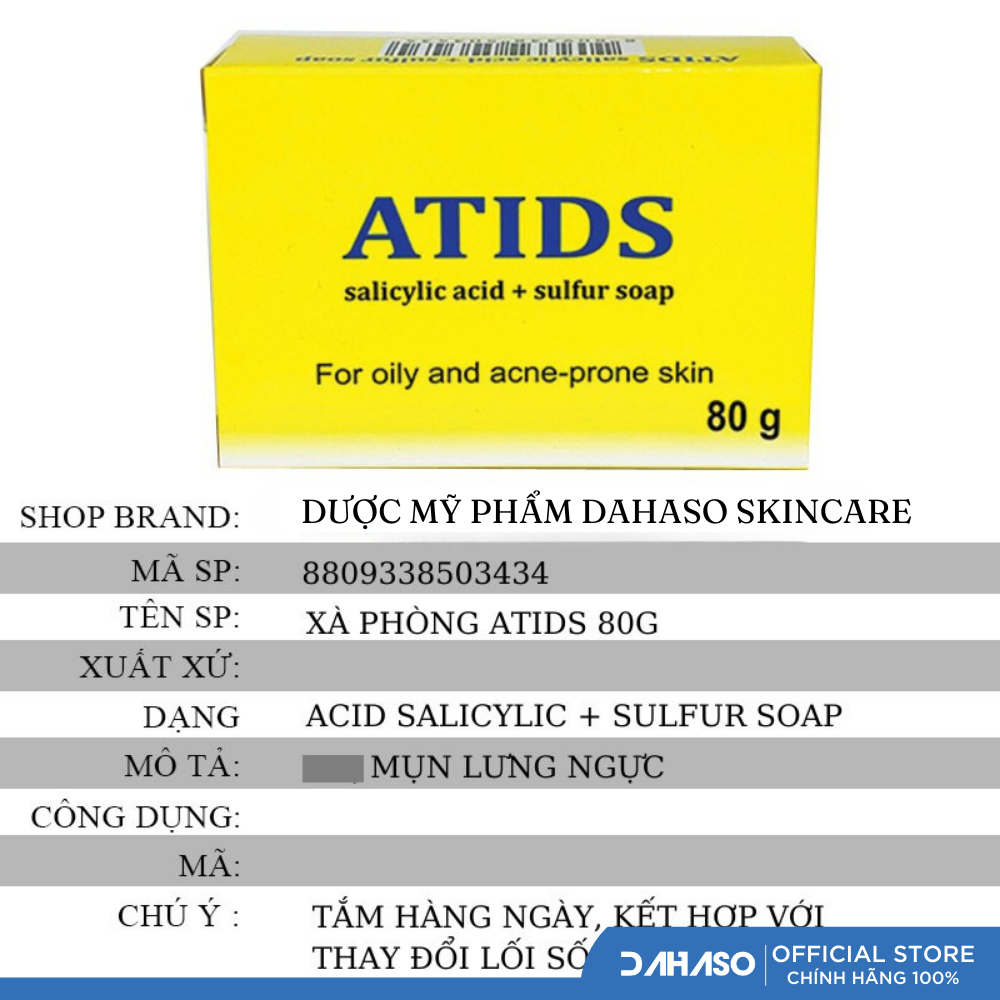 Xà phòng tắm Atids - dành cho da cơ địa, viêm da - Dahaso Skin
