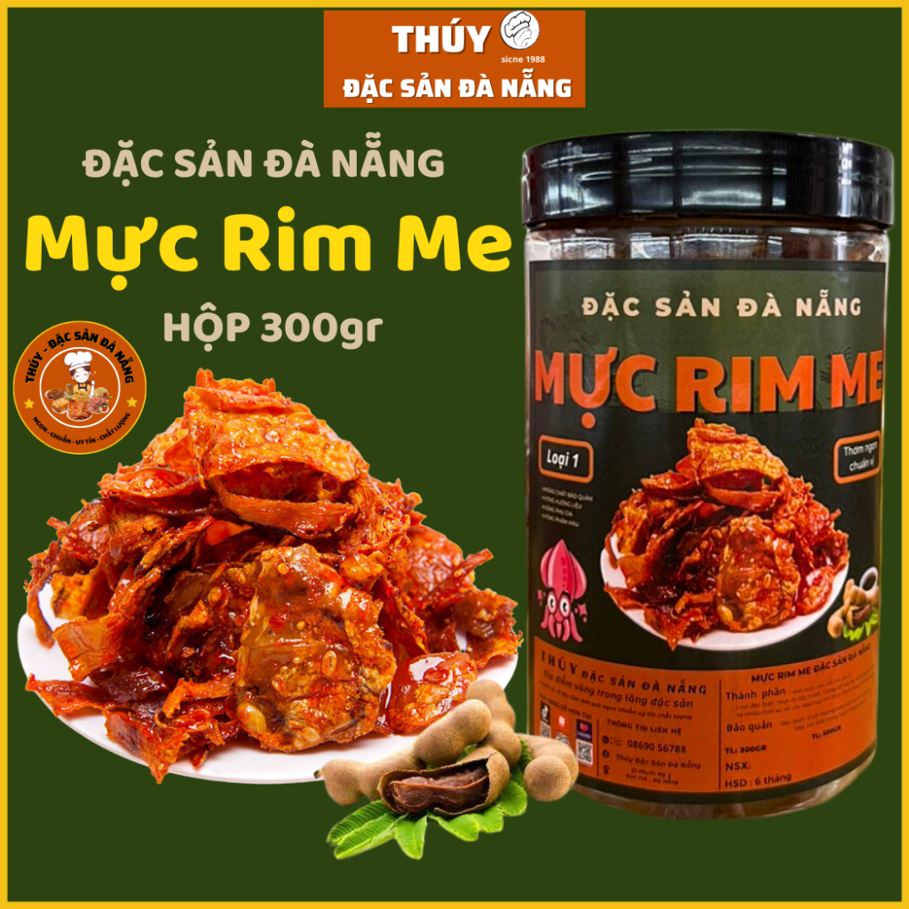 Mực Rim Me Đặc Sản Đà Nẵng Hộp 300gr Chuẩn Vị Làm Quà Loại 1 chính hiệu Thuý Đặc Sản Đà Nẵng
